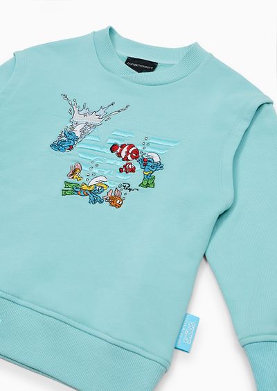 ASV sweatshirt made of organic jersey with The Smurfs surf embroidery - D