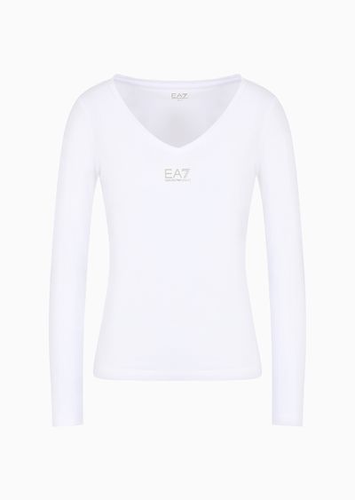 Long-sleeved T-shirt Shiny in stretch cotton - F