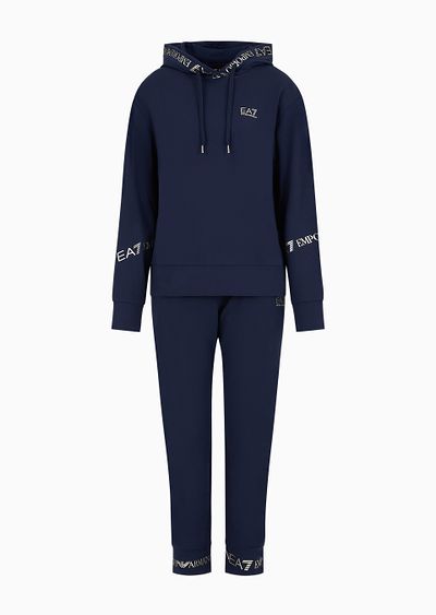 Stretch-cotton tracksuit with logo tape detail - F