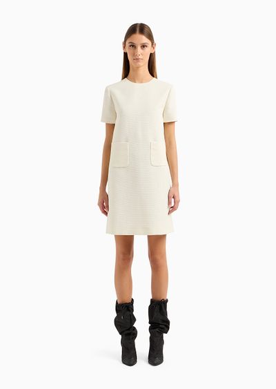 Short-sleeved tunic dress in technical faille - D