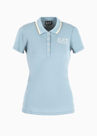 Stretch cotton piqué Core Lady polo shirt - F