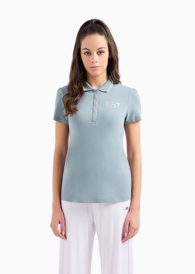 Stretch cotton piqué Core Lady polo shirt - D