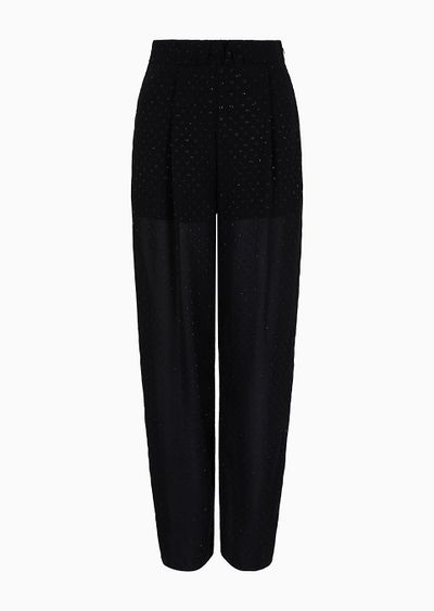 ASV trousers with pleats in viscose fil coupé with all-over lurex polka dots - F