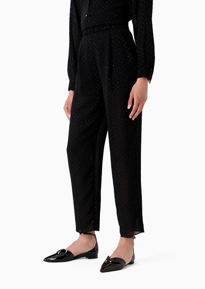 ASV trousers with pleats in viscose fil coupé with all-over lurex polka dots - D