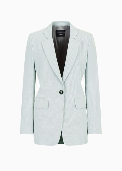 Lapel blazer with chevron micro pattern - F