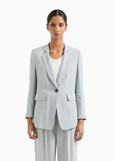 Lapel blazer with chevron micro pattern - D