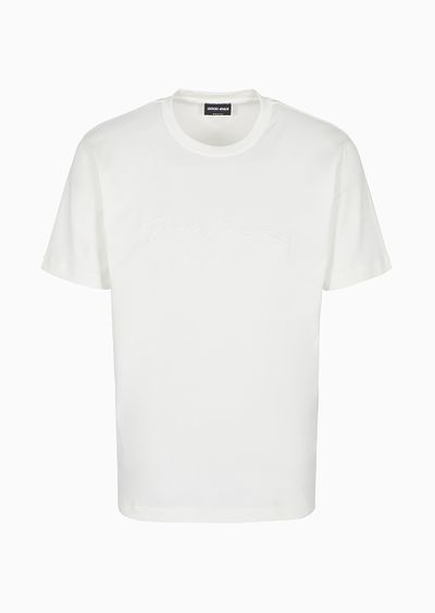 Pure cotton interlock T-shirt with embroidered logo - F