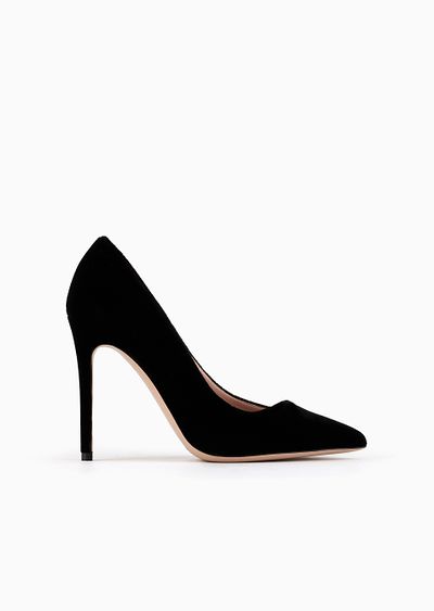 Velvet court shoes with an asymmetric top line - F