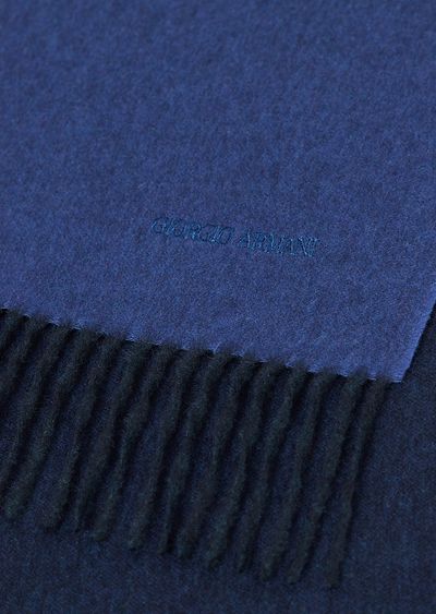 Cashmere scarf with embroidered logo - D