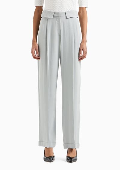 Trousers with turned-up cuffs and a chevron micro pattern - D