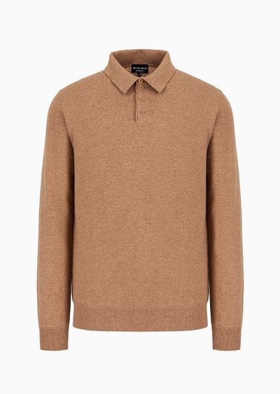 Long-sleeved, pure cashmere polo shirt - F