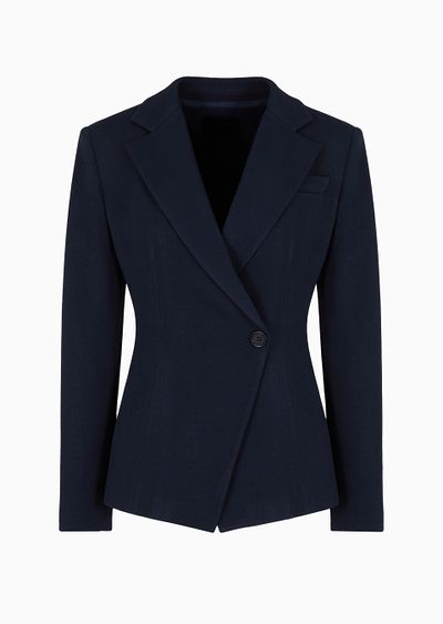 Icon frisottino single-breasted jacket with jacquard micro-check motif - F