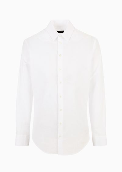 Regular-fit cotton-seersucker shirt - F