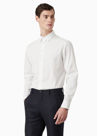 Regular-fit cotton-seersucker shirt - D