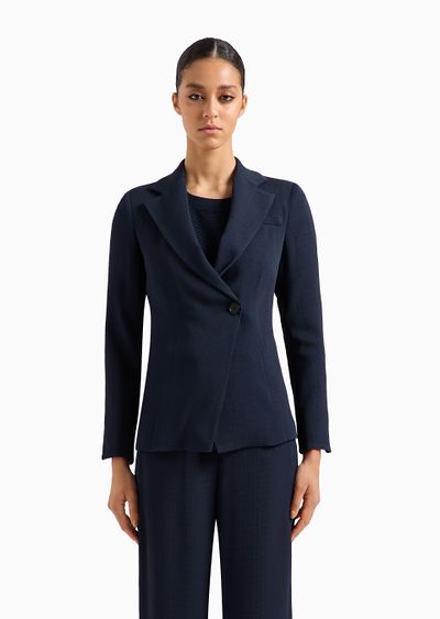 Icon frisottino single-breasted jacket with jacquard micro-check motif - D