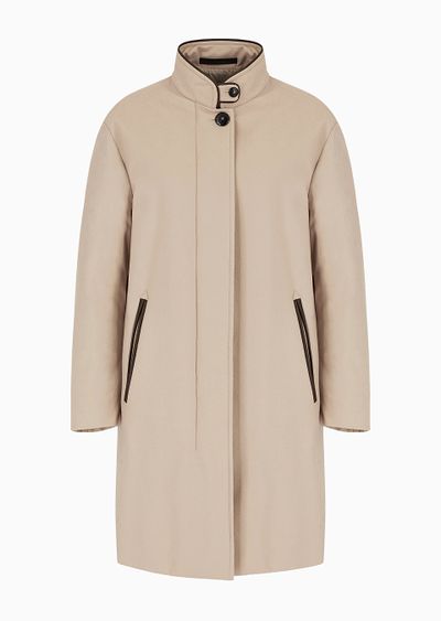 Cashmere coat with leather details - F