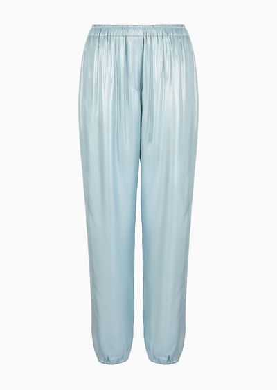 Straight trousers in laminated viscose satin - F