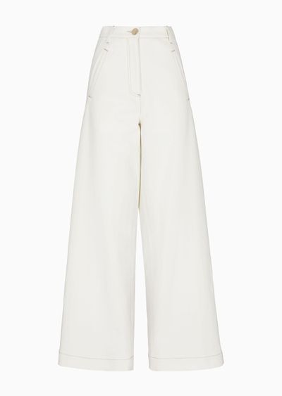 Denim Collection wide-leg trousers in stretch cotton denim - F