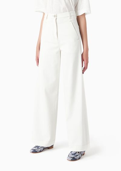 Denim Collection wide-leg trousers in stretch cotton denim - D