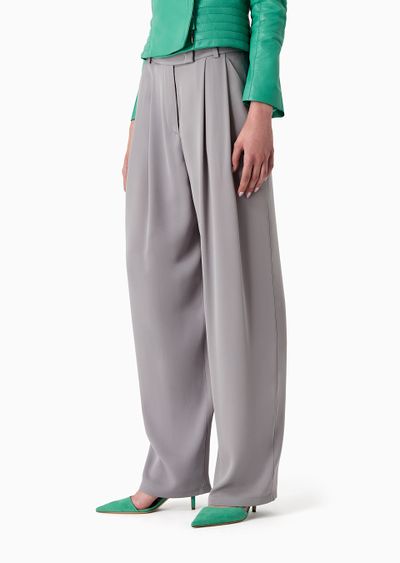 ASV triple silk-georgette double-pleat trousers - D