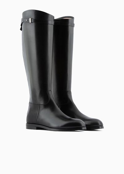 High-heeled, glossy leather boots - D