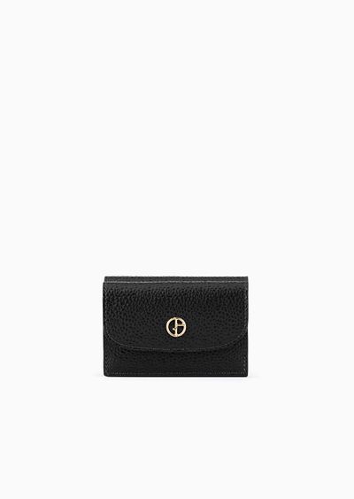 La Prima mini trifold wallet in pebbled patent leather - F