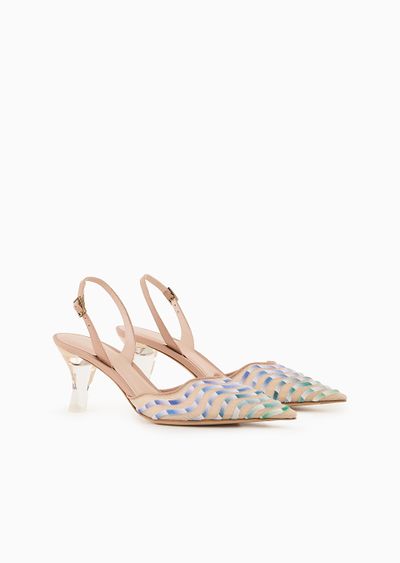 Mesh slingbacks with gradient nappa-leather embroidery - D