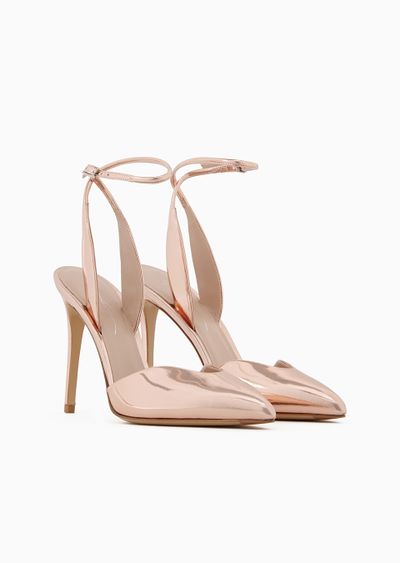 Lamé leather court shoes - D