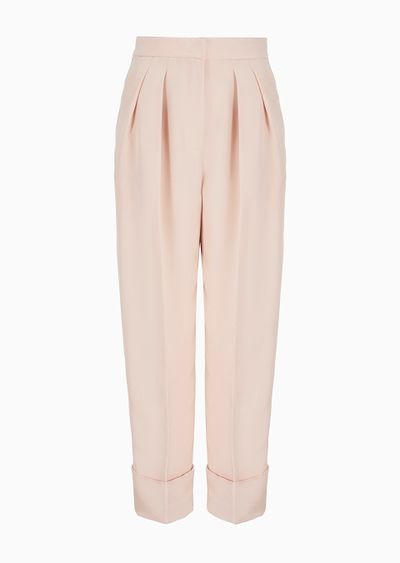 High-rise marocain glittery silk trousers - F