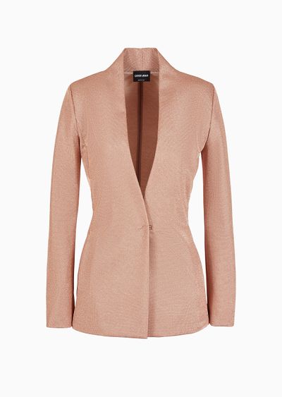 Single-breasted jacket in viscose bonded jersey - F