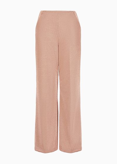 Flat-front, viscose bonded jersey trousers - F