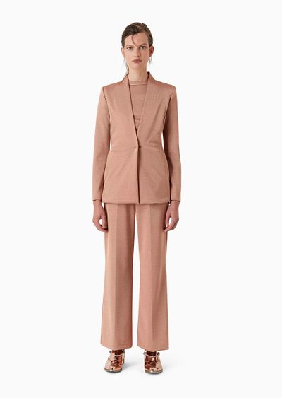 Flat-front, viscose bonded jersey trousers - D