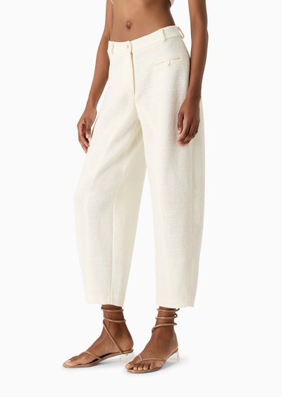 Relaxed-fit linen and viscose double jersey trousers - D