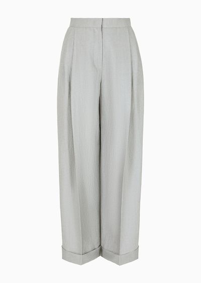 Icon ASV trousers with turn-ups in a flowing linen and Lyocell blend armure fabric - F