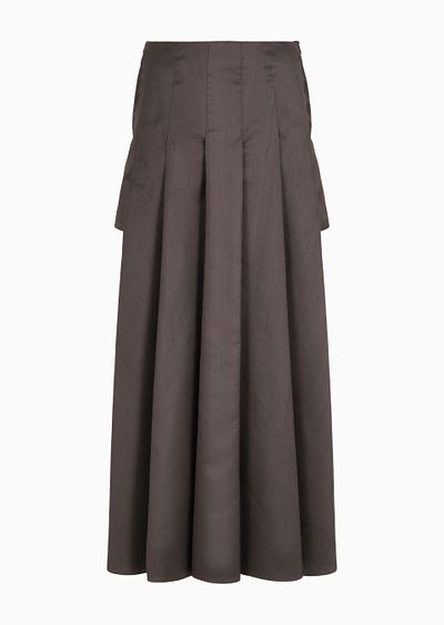 Long skirt in silk shantung with wide slits - F