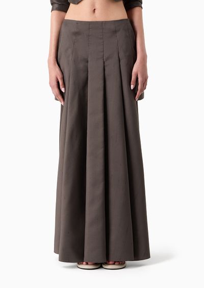 Long skirt in silk shantung with wide slits - D