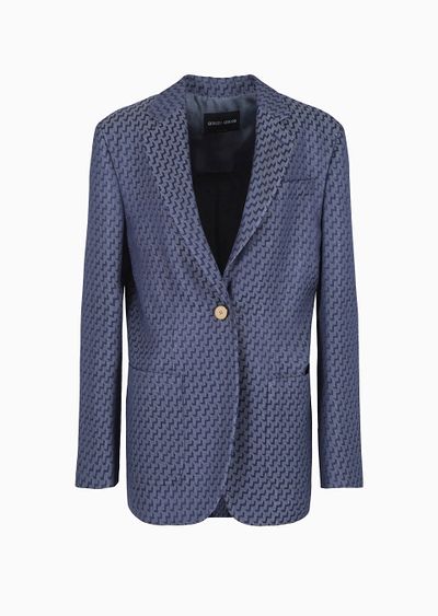 Single-breasted jacket made from viscose jacquard - F