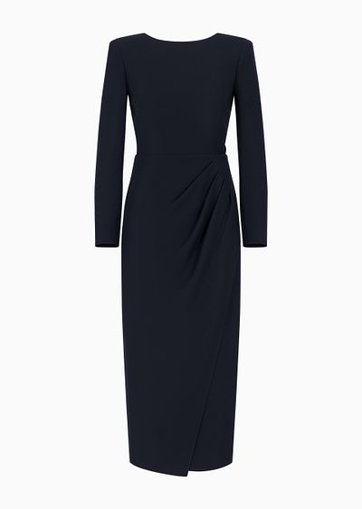 Techno cady midi dress with side draping - F