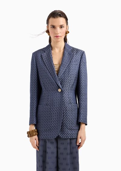 Single-breasted jacket made from viscose jacquard - D