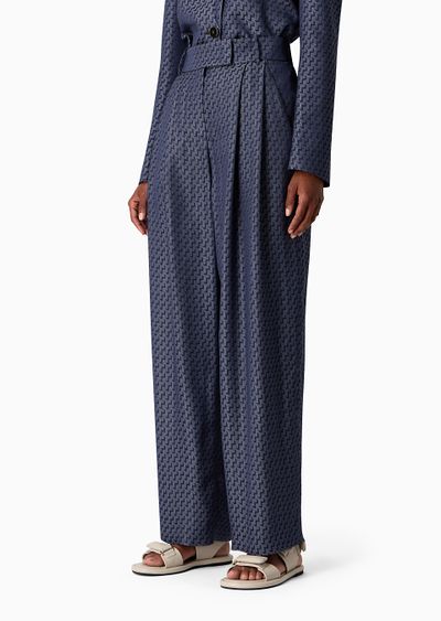 Two-dart jacquard viscose trousers - D