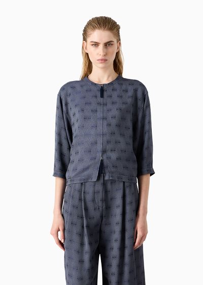 Jacquard viscose zip-up shirt - D