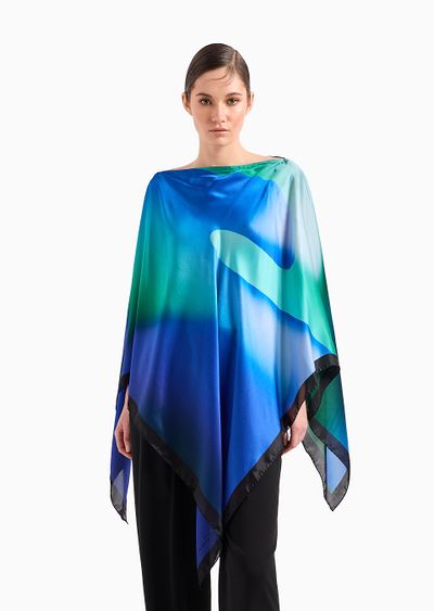 Printed silk cape - D