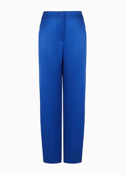 Straight-cut trousers in double silk satin - F