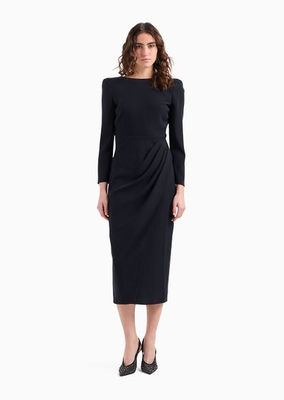 Techno cady midi dress with side draping - D