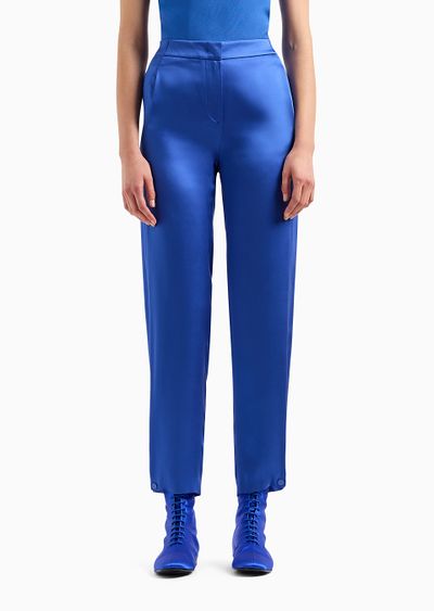 Straight-cut trousers in double silk satin - D