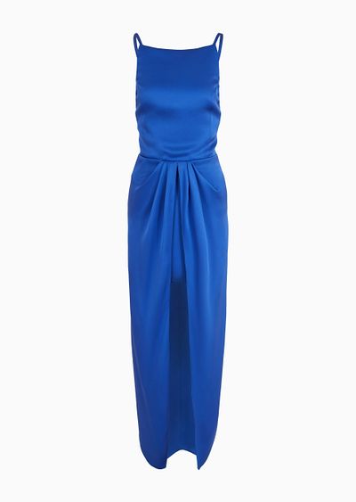 Double-faced silk-satin long dress - F