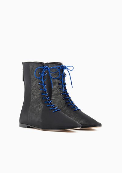 Tulle and nappa-leather ankle boots - D