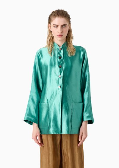 Pea jacket in silk and linen - D