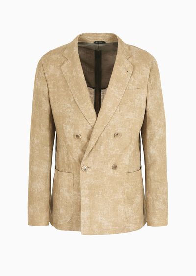 Upton line linen double-breasted jacket - F