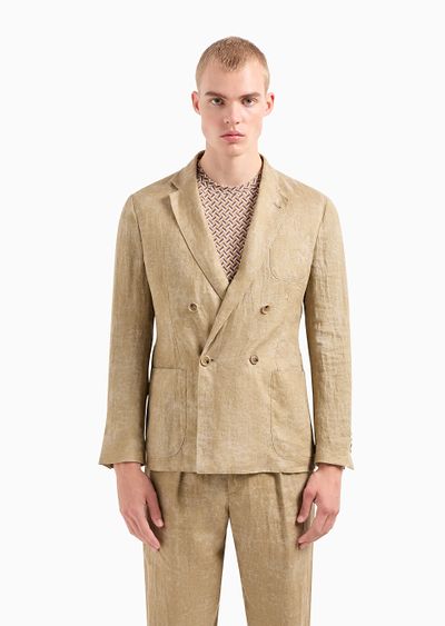 Upton line linen double-breasted jacket - D